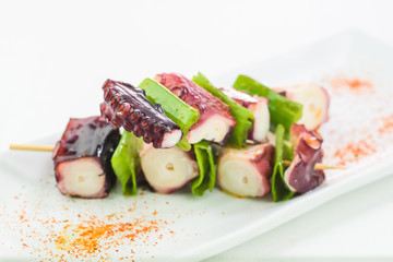 Japanese sashimi of pulp on white background