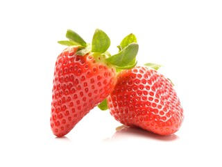  fresh red strawberries isolated on white background