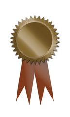 Vector of a Gold Seal with an Orange Ribbon