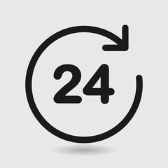 Open around  the clock hours a day icon.