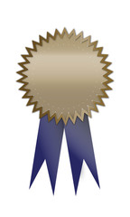 Vector of a Golden Seal with a Blue Ribbon