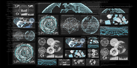 3D rendering digital charts and graph hologram screen