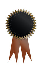 Vector of a Black & Gold Seal with an Orange Ribbon