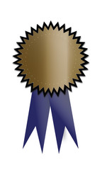 Vector of a Black & Gold Seal with a Blue Ribbon