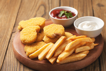 Chicken nuggets and french fries