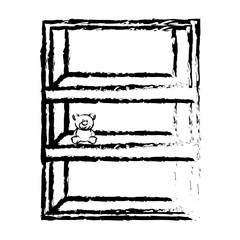 Wooden shelf with toy vector illustration design