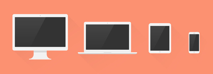 Computer Laptop Tablet Pad Smartphone Flat Design Vektor 