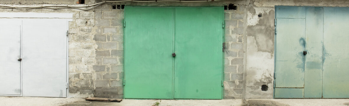 old metal warehouse door, hangar, high resolution photo