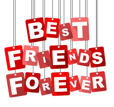 Red vector flat design background best friends forever. It is well adapted for web design.