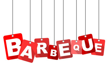 Red vector flat design background barbeque. It is well adapted for web design.