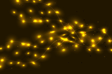 Festive background of bright yellow blur lights.