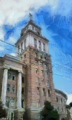 Fototapeta premium City tall building. Old architectural style,