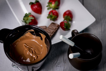 Fresh Strawberry with chocolate fondue