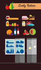 Vector open fridge full of healthy fresh