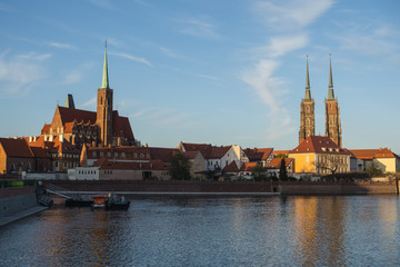 Gothic churches on Odra river, Wroclaw, Poland