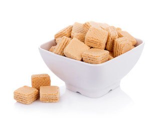 Milk wafers cubes isolated on white background