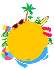 Summer banner design with different beach themed elements