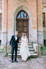 Marriage couple in the old castle