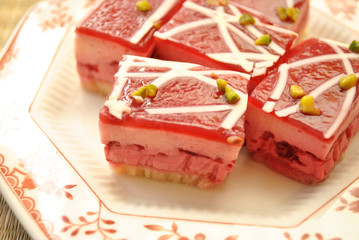 Red Berry Cream Cake with Pistachios