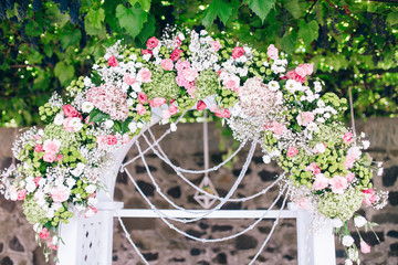 Wedding ceremony with beautiful flowers decoration