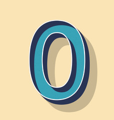 Letter 0 Retro Vector Text Style, Fonts Concept