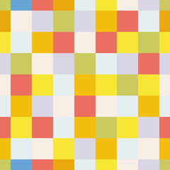 Seamless pattern with colorful cells. Bright geometric repeating background for printing on fabric, textiles. Surface designsquares in the style of patchwork. Vector illustration.
