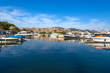 Fototapeta na wymiar The island of Sardinia, Italy. Boats and yachts in Porto Rotondo