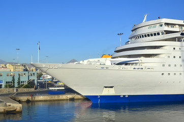 Fototapeta na wymiar Cruise liner in a port. Greece, Heraklion