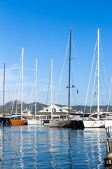 The island of Sardinia, Italy. Yachts in the port of Porto Rotondo