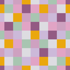 Seamless pattern with colorful cells. Bright geometric repeating background for printing on fabric, textiles. Surface designsquares in the style of patchwork. Vector illustration.