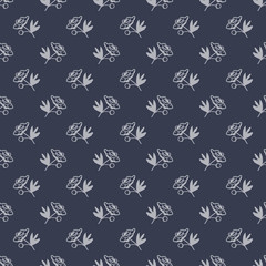 Floral background. Seamless vector illustration with small roses in retro, vintage style. Cute ornament for printing on fabric, textile, linen, bedding, wallpaper, cover, paper. Dark blue color