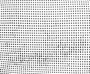 Grunge texture with halftone effect with uneven squares, particles.  Distress background for create vintage, aging, futuristic, antiquity textures. Black and white.  Vector illustration