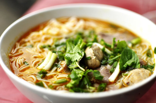 Bun bo noodle soup in Vietnam
