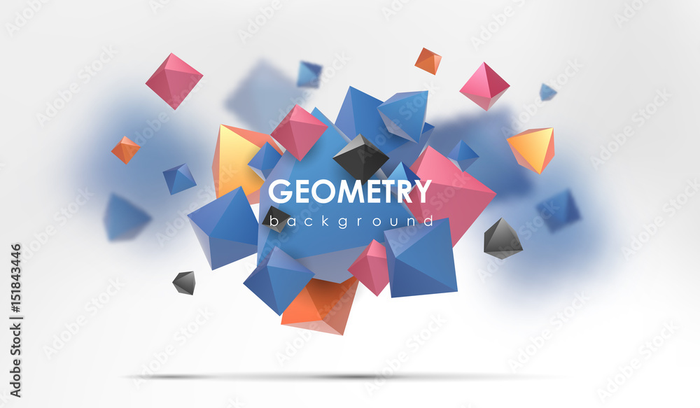 Aufkleber abstract poligonal background. 3d render illustration. geometric background with low-poly elements.