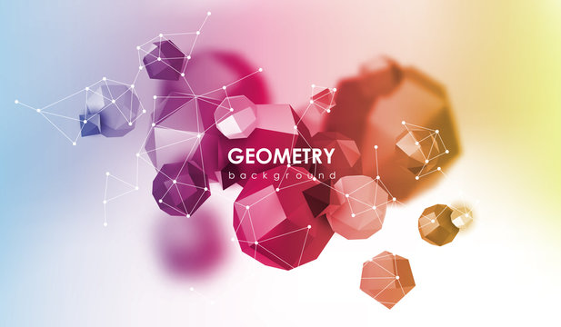 Abstract poligonal background. 3d render illustration. Geometric background with low-poly elements.