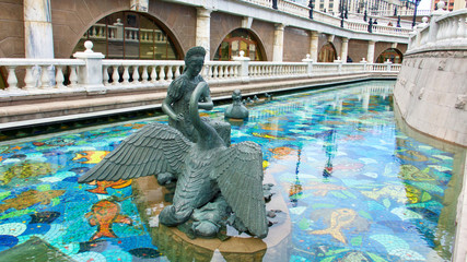 Naklejka premium Moscow. Swan sculpture on water near Red Square.