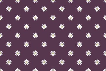 Cute floral seamless pattern. Small-scale white daisies on a green background. The idea for printing on fabric, linen, scrapbooking, gift wrap, wallpaper, surface,  covers. Vector illustration.