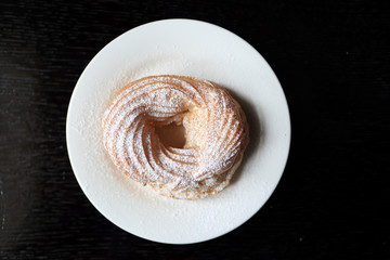 Plate with curd ring cake