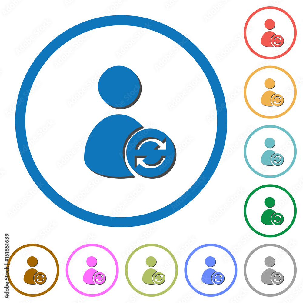 Poster Refresh user account icons with shadows and outlines