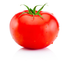 Juicy ripe red tomato isolated on white background