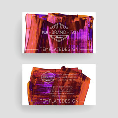 Set of vector business card templates with brush stroke background.