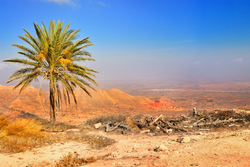 Panorama of a valley in the Gharyan, Libya. Libyan desert