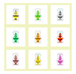 Set of labels on design sticker collection fountains