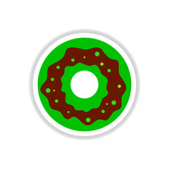 Label icon on design sticker collection donut with cream