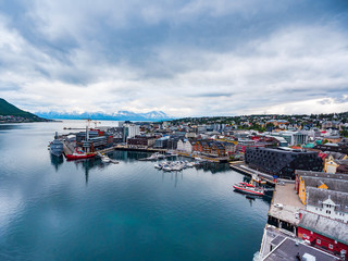 View of a marina in Tromso, North Norway