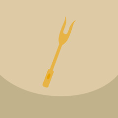 Large Fork with Wooden Handle on a color Background Vector Illustration yoke