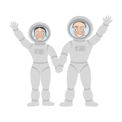 Pair of lovers astronauts in open space In weightlessness. Vector illustration eps 10