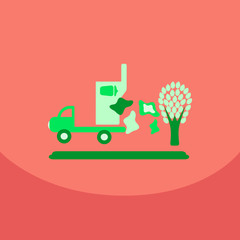 garbage collection .garbage truck management concept illustration with trash on tree