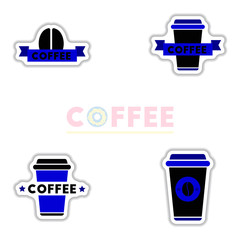 sets of Label Frames and badges vector icons coffee emblem coffee to go