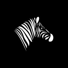 Zebra's head. Schematic white lines logo.